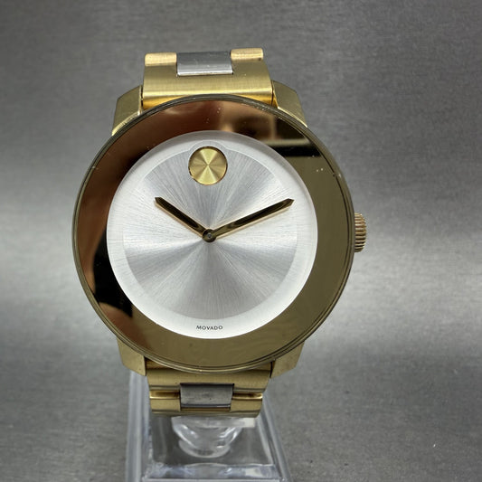 Movado Bold Watch Women 36mm Silver Dial Two Tone Round 3600129 New Battery0