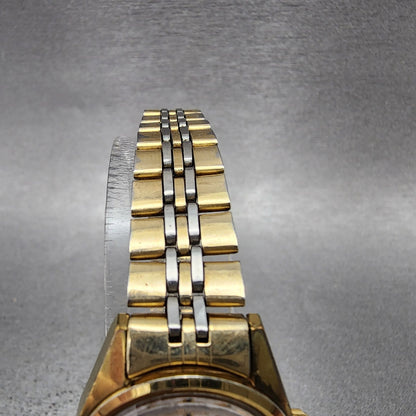Seiko Automatic Watch Women 24mm Silver Dial Gold Plated Daydate Round Runs VTG4