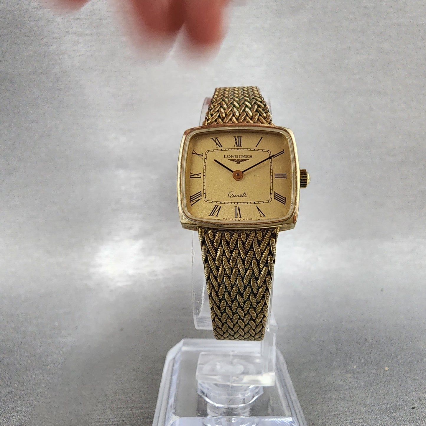 Longines Watch Women 22mm Champagne Dial Gold Plated Rectangle New Battery5