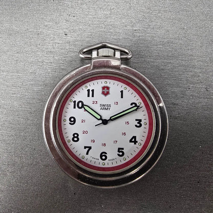 Victorinox Swiss Army Pocket Watch Men 48mm White Dial Silver Tone Round PARTS0