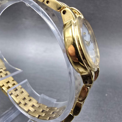 Citizen Eco-Drive Watch Women 21mm White Dial Gold Tone Round B023-K006589 Runs3