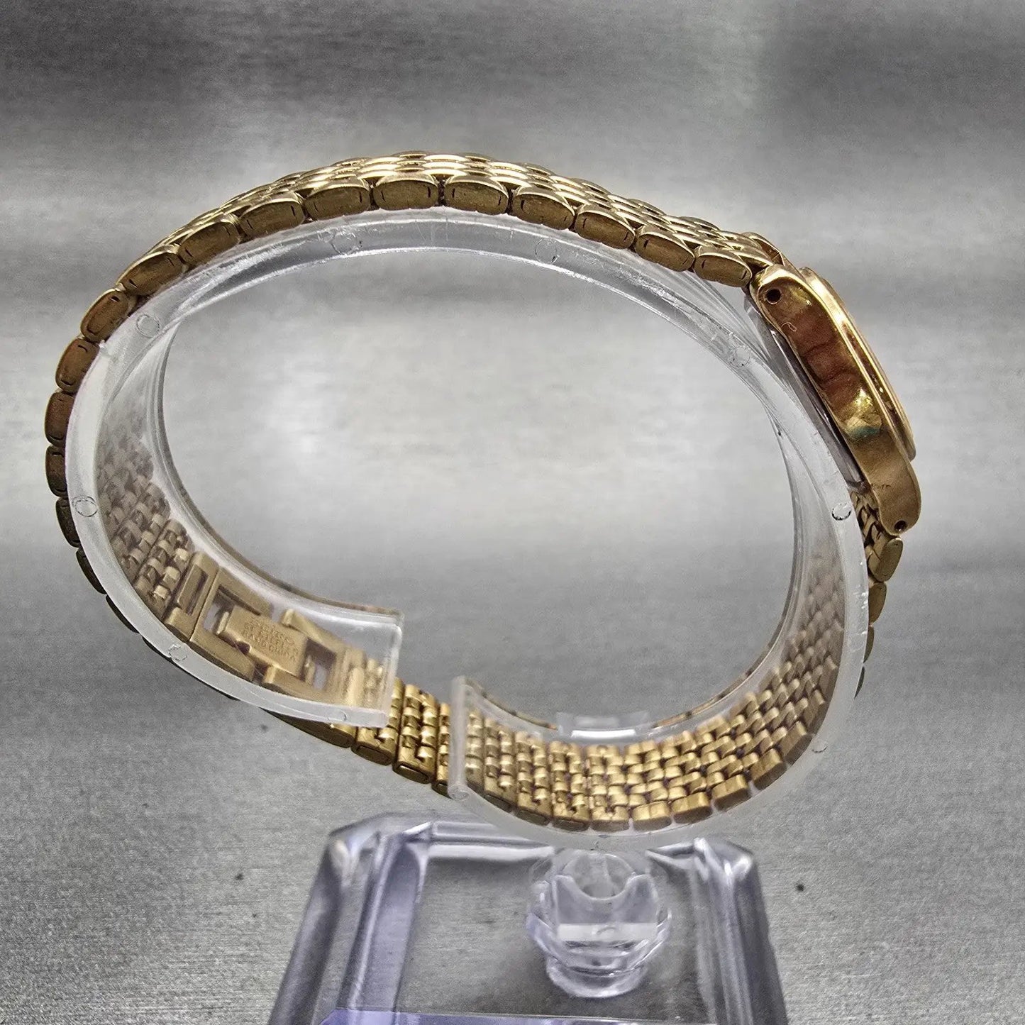 Seiko Watch Women 18mm Black Dial Gold Tone Oval V401-5109 New Battery Vintage8