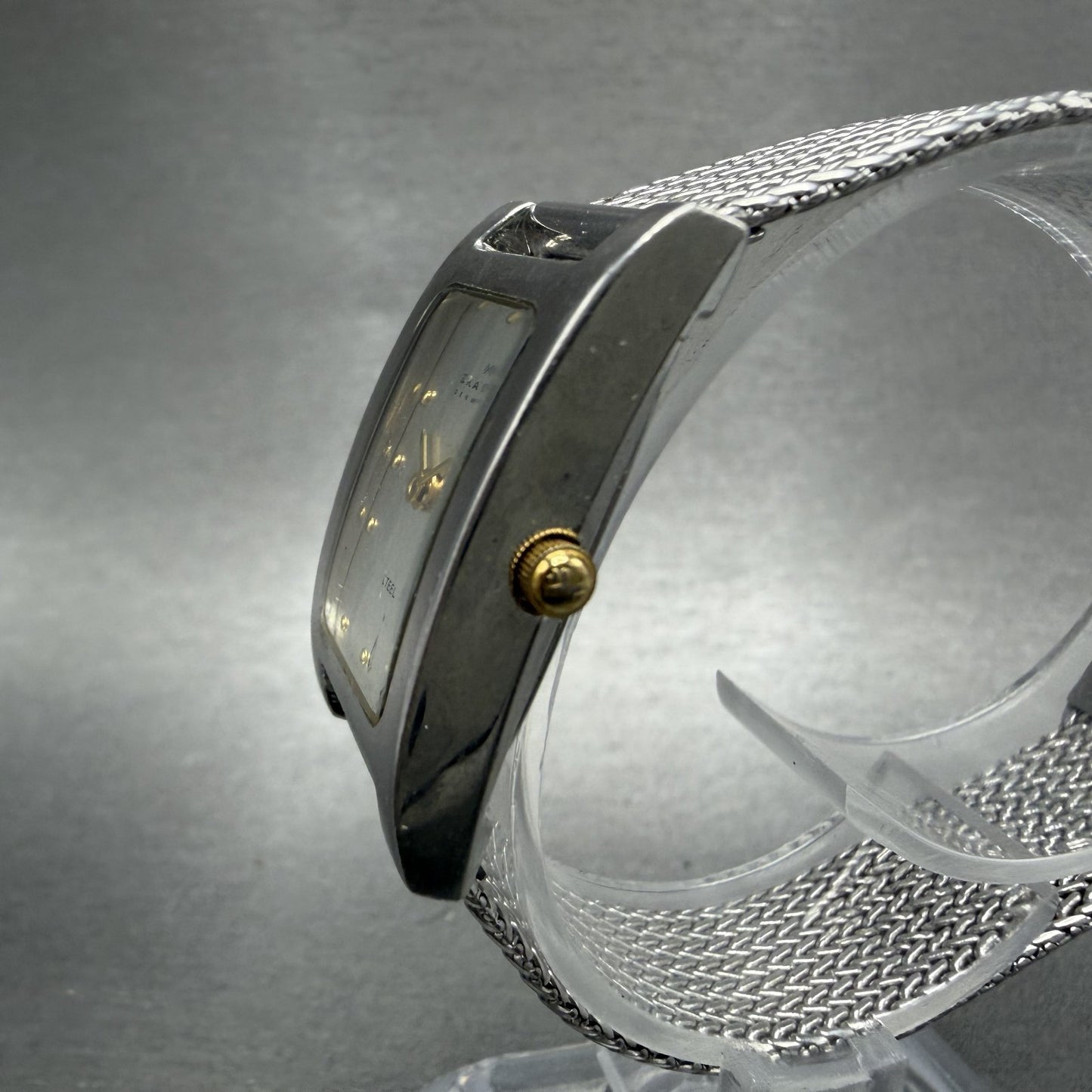 Skagen Tank Watch Women 21mm Silver Dial Silver Tone Rectangle 68SGSC New batt2