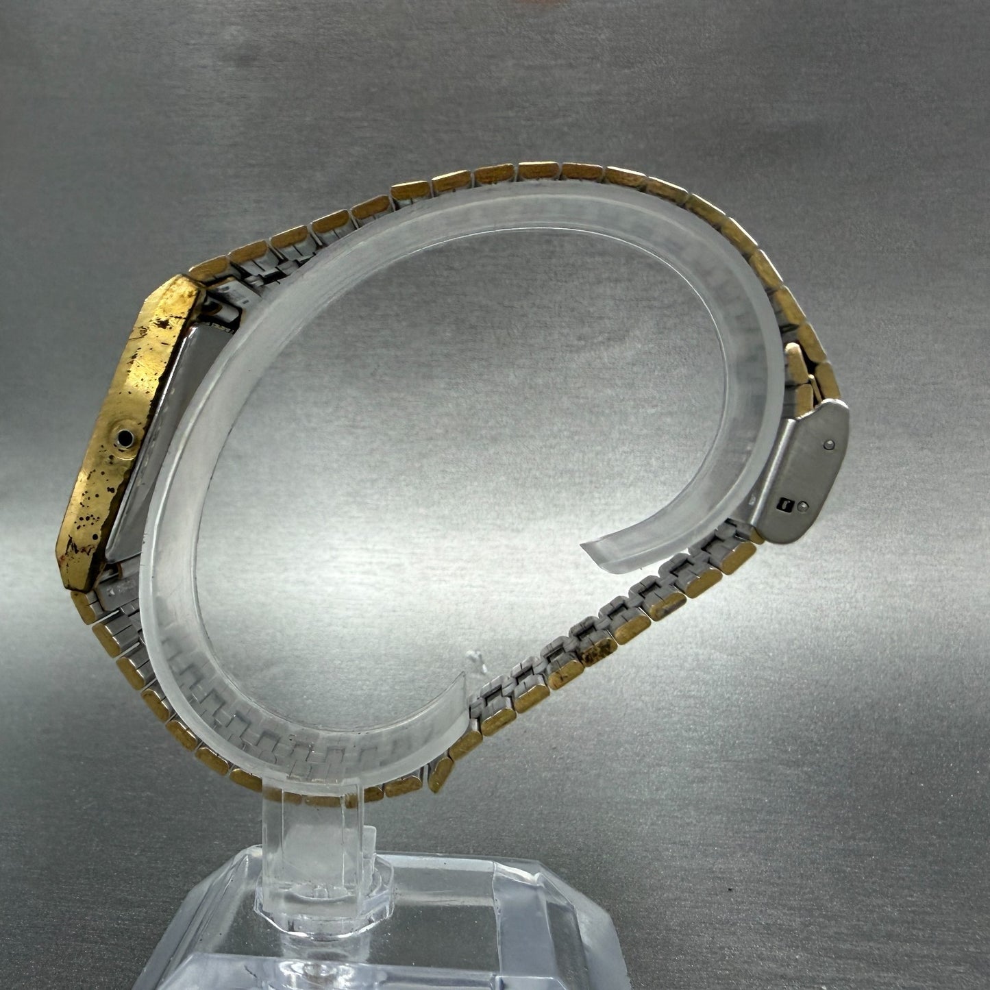 Seiko Tank Watch Men 24mm Black Dial Gold Tone Rectangle 8Y21-5069 VTG PARTS7