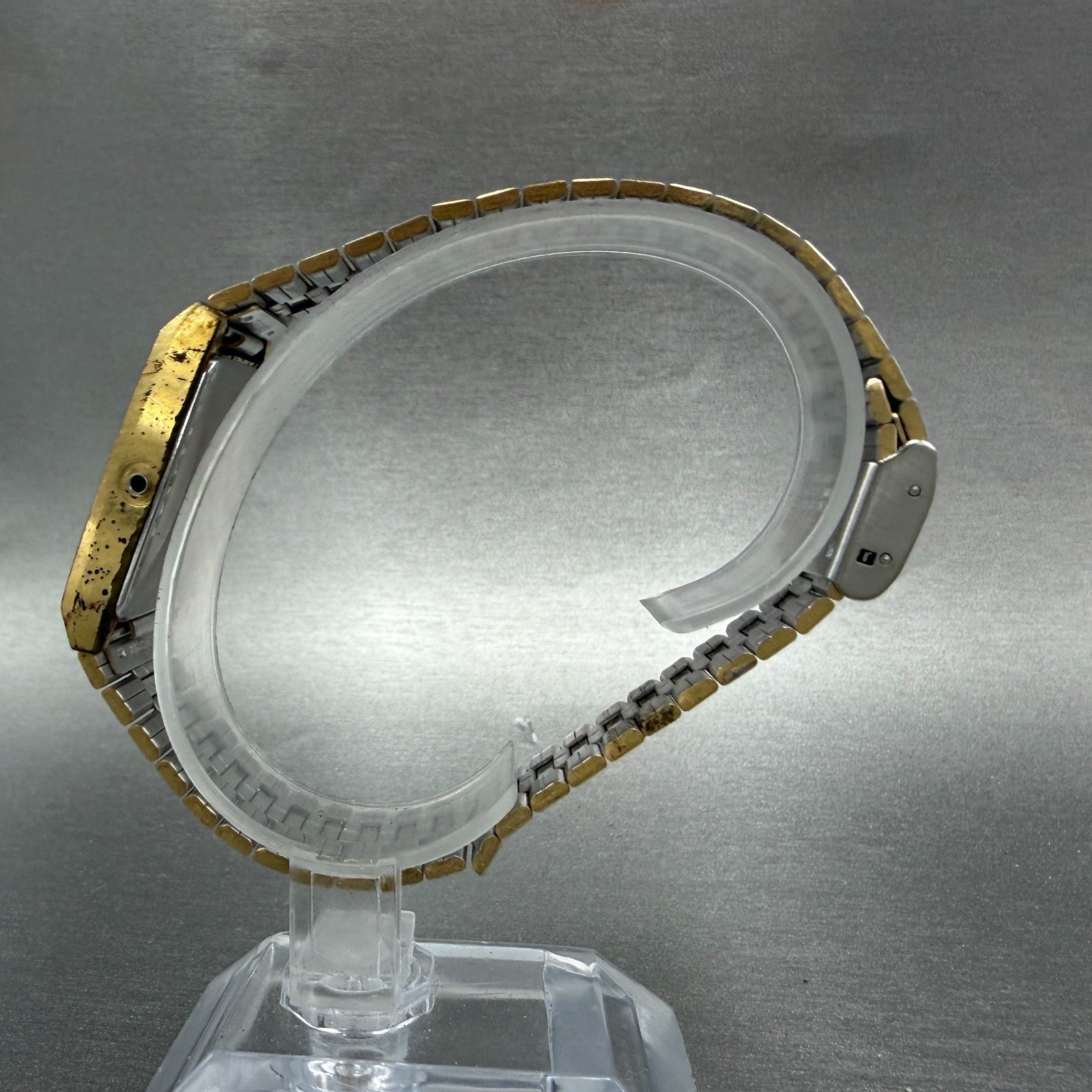 Seiko Tank Watch Men 24mm Black Dial Gold Tone Rectangle 8Y21-5069 VTG PARTS7