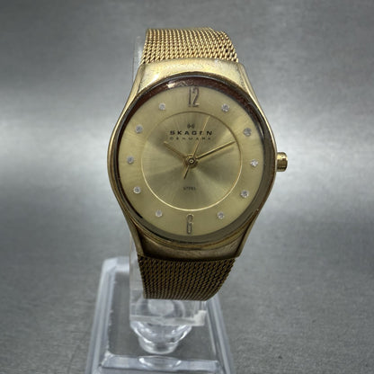 Skagen Watch Women 25mm Champagne Dial Gold Tone Round 893XSGG New Battery0