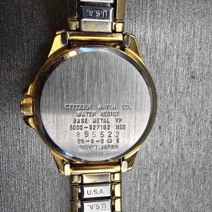 Citizen Watch Women 25mm Gold Dial Gold Tone Daydate Round 6000-S27182 New Batt10
