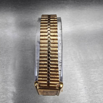 Seiko Tank Watch Women 18mm Gold Dial Gold Tone Rectangle 1400-5039 New Battery4