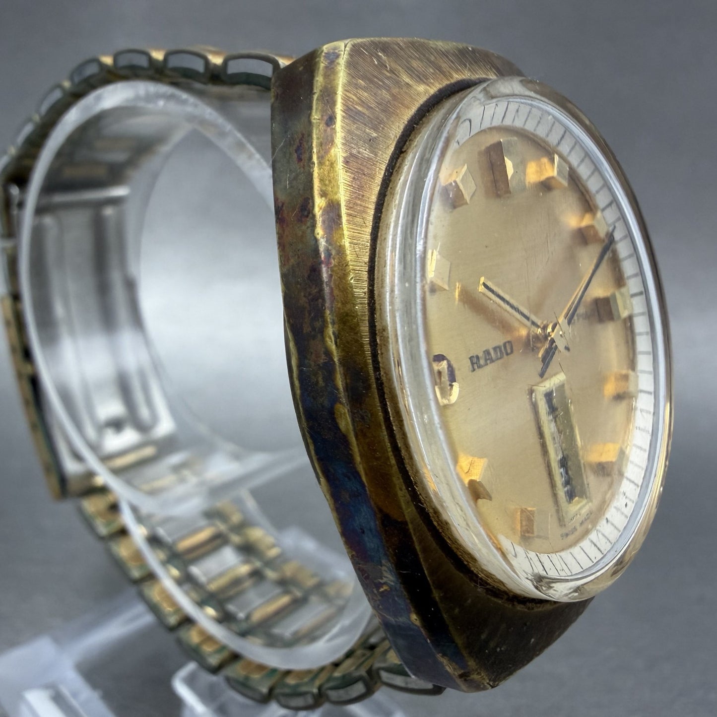 Rado Marco Polo Watch Men 36mm Gold Dial Gold Tone 11839 Daydate Automatic Runs3