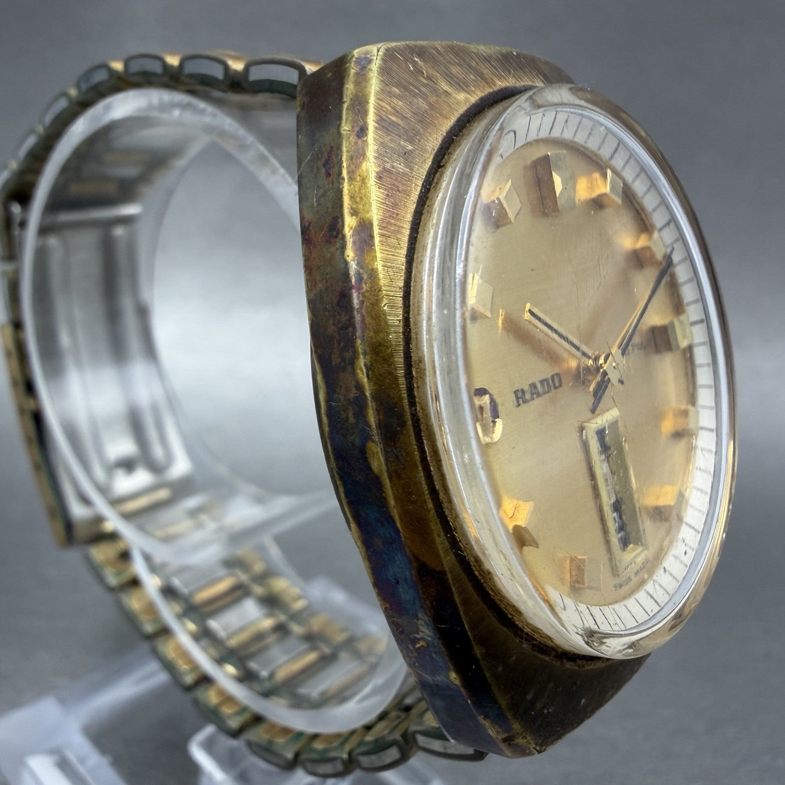 Rado Marco Polo Watch Men 36mm Gold Dial Gold Tone 11839 Daydate Automatic Runs3