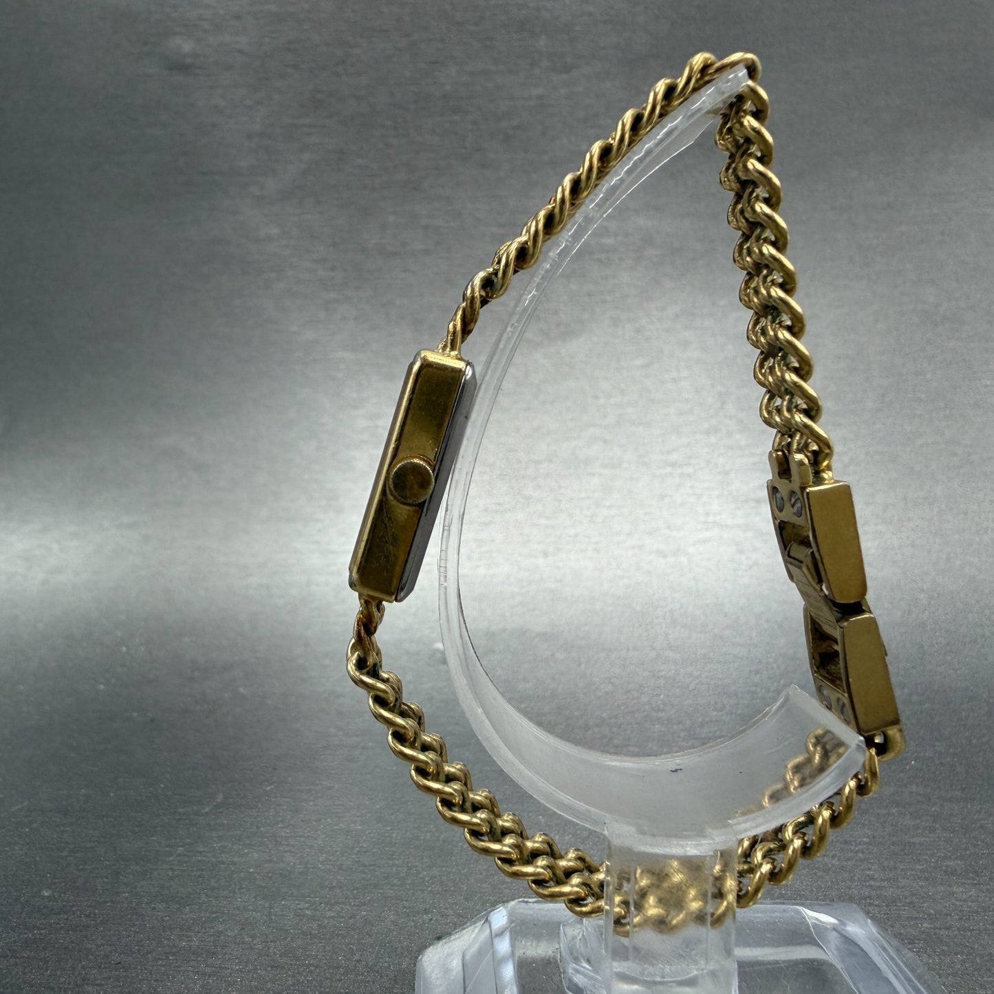 Seiko Lassale Tank Watch Women 12mm Champagne Dial Gold Tone 1320-5259 New Batt7