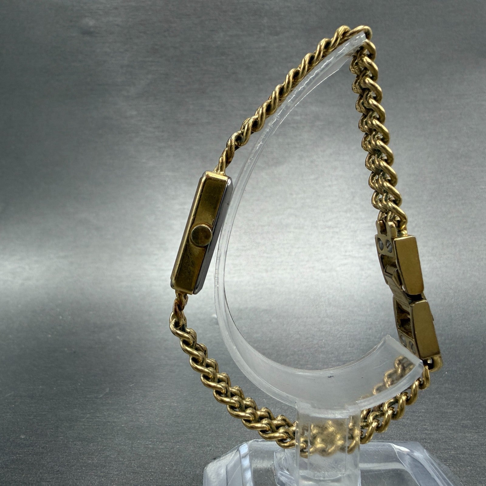Seiko Lassale Tank Watch Women 12mm Champagne Dial Gold Tone 1320-5259 New Batt7