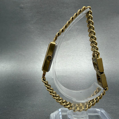 Seiko Lassale Tank Watch Women 12mm Champagne Dial Gold Tone 1320-5259 New Batt7