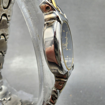 Bulova Watch Women 17mm Blue Dial Two Tone Vintage Oval 98T72 New Battery3