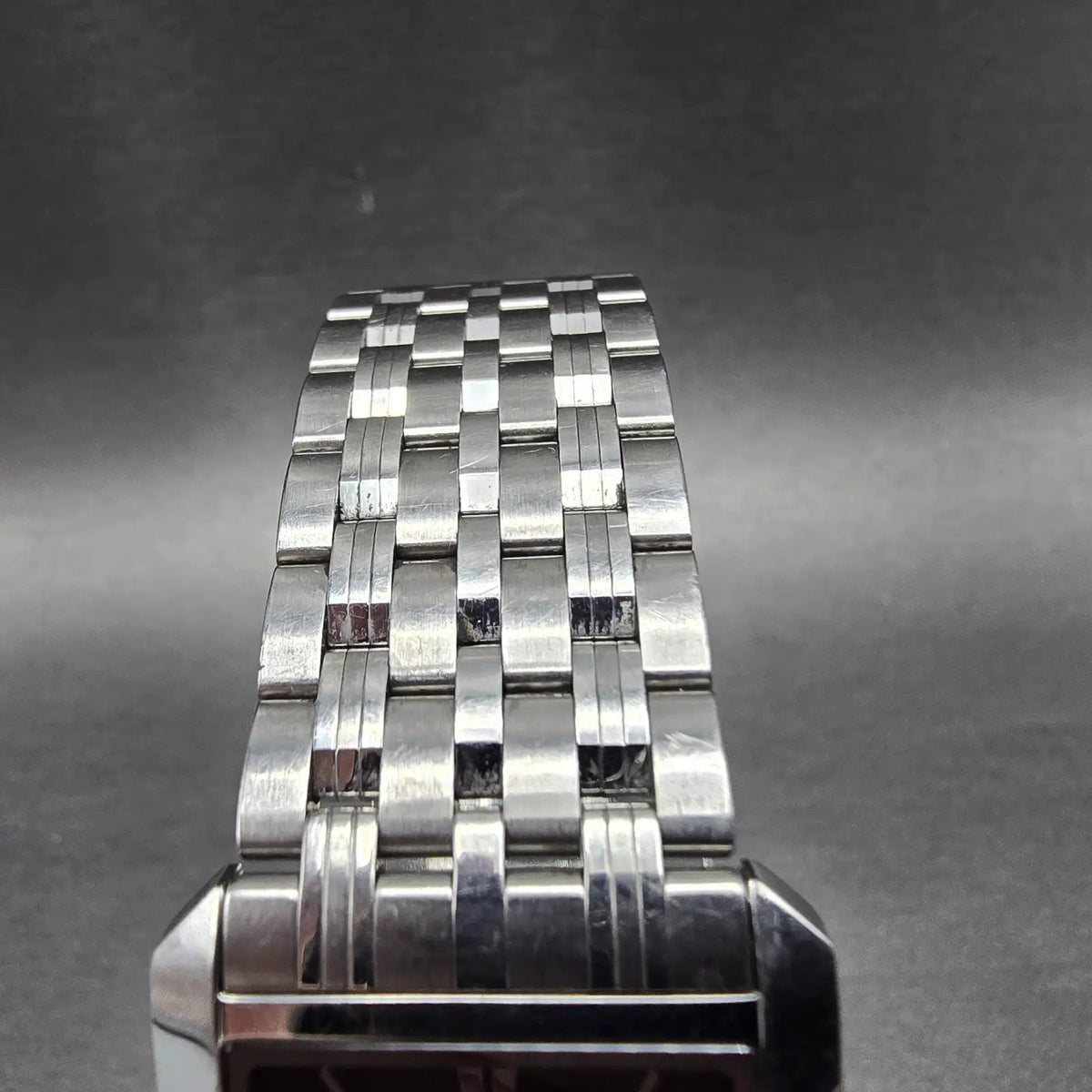 Citizen Eco-Drive Tank Watch Men 26mm Black Dial Steel Stiletto Rectangle Runs4
