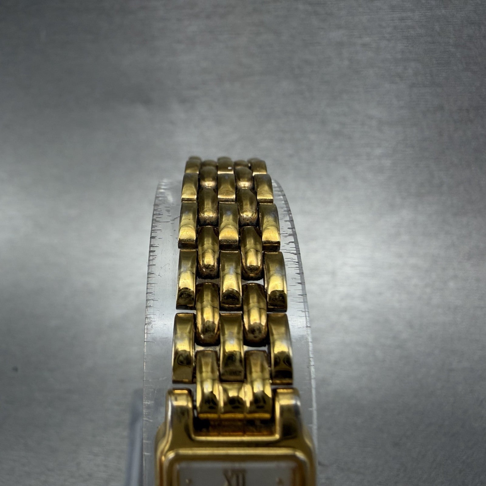 Seiko Tank Watch Women 13mm Silver Tone Gold Tone Rectangle 2e20-6859 NewBatt BA4
