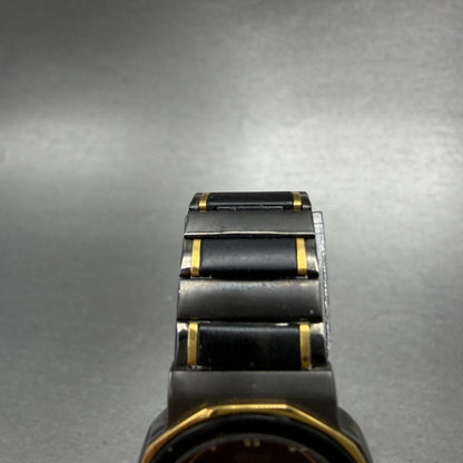Seiko Watch Women 23mm Black Dial Black & Gold Tone 2P20-0200 New Battery VTG4