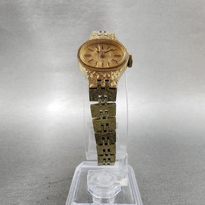 Seiko Watch Women 17mm Champagne Dial Gold Tone Manual Wind Round 117619 Runs5