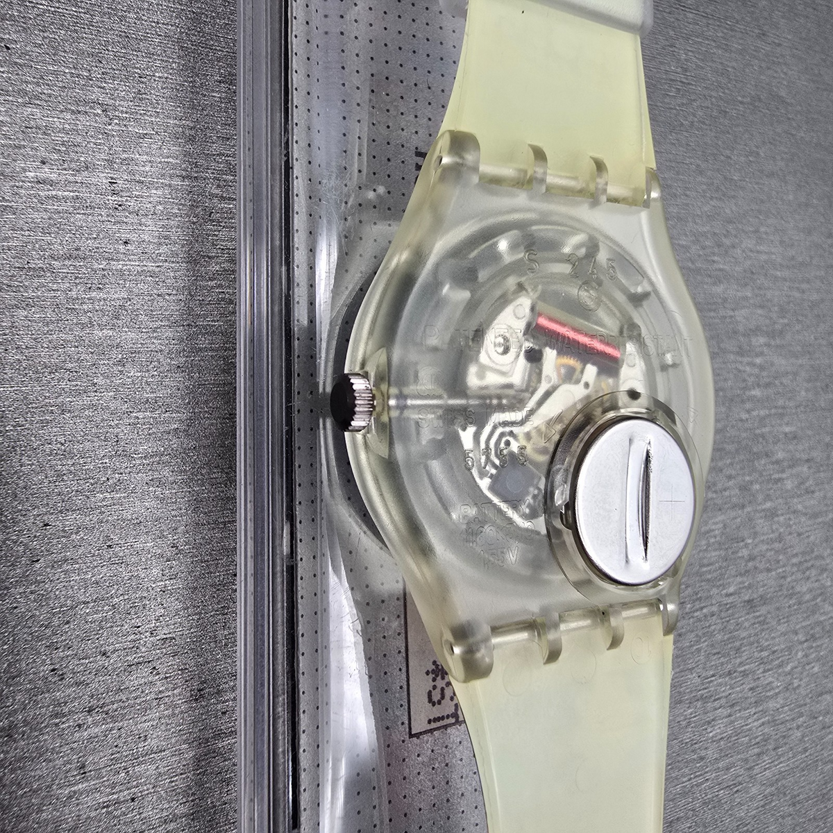Swatch The People Watch Men 34mm Blue Dial Clear Case GZ126 New Battery NOS12