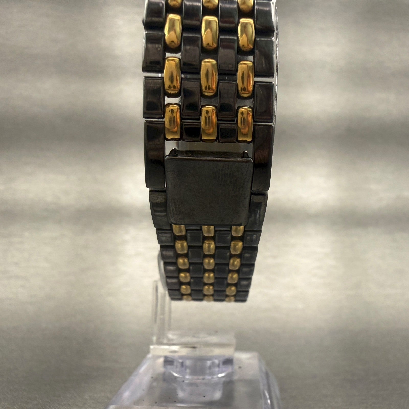 Seiko Watch Men 26mm Black Dial Two Tone Rectangle 5P31-5A59 New Battery7