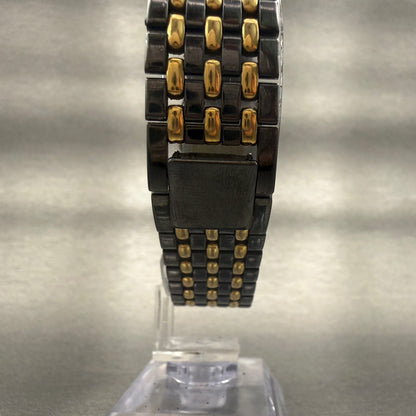 Seiko Watch Men 26mm Black Dial Two Tone Rectangle 5P31-5A59 New Battery7