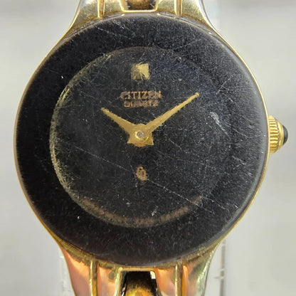 Citizen CQ Watch Women 20mm Black Dial Gold Tone Round 3220-S23306 New Battery1