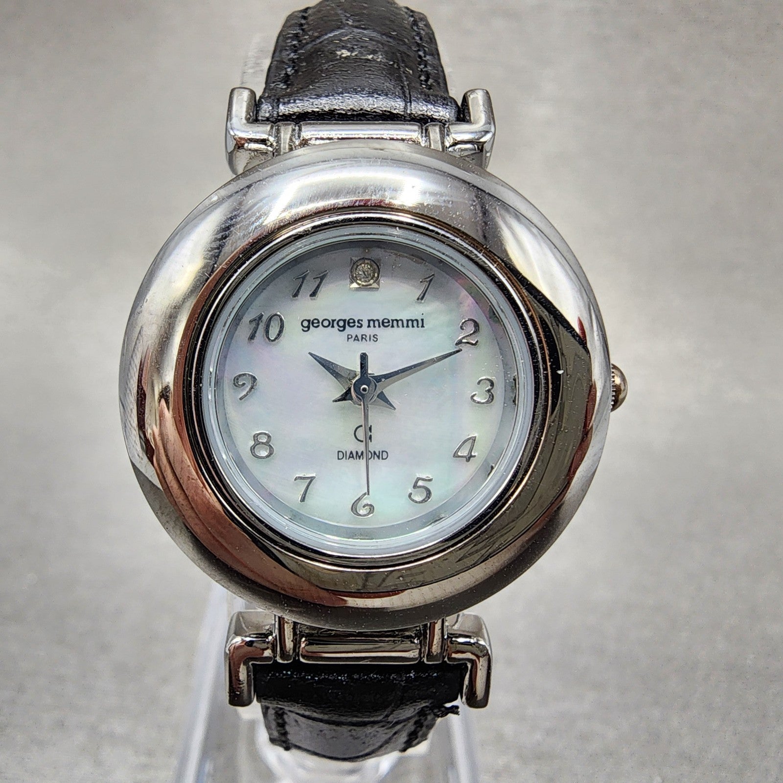Georges Memmi Watch Women MOP Dial Silver Tone Round Swap Bezel New Battery2