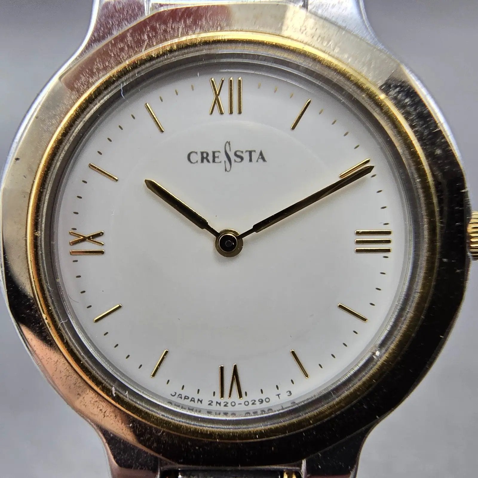 Seiko Cressta Watch Women 23mm White Dial Two Tone Round 2N20-0130 New Battery1