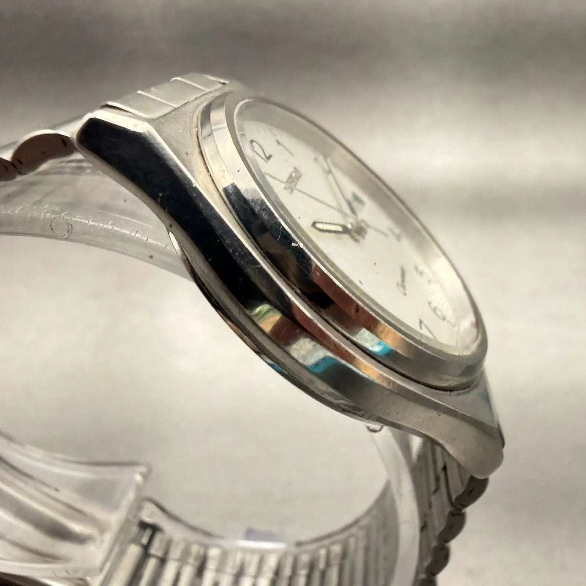 Seiko Chronos Watch Men 35mm Silver Dial Silver Daydate Round 5H23-7060 New Batt3