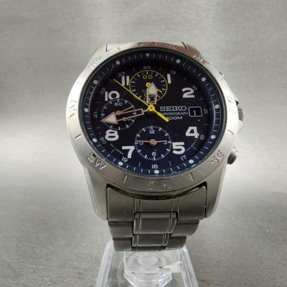 Seiko Chronograph Watch Men 38mm Blue Dial Steel Round 7T920DX0 PARTS6