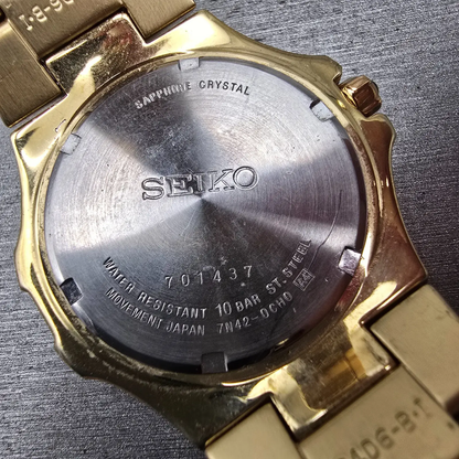 Seiko Coutura Watch Men 38mm Brown Dial Gold Tone Date Round 7N42-0CH0 New Batt10