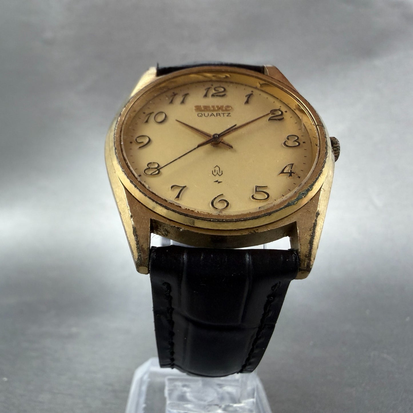 Seiko Watch Men 36mm Champagne Dial Gold Tone Round 7121-8000 New Battery GH35