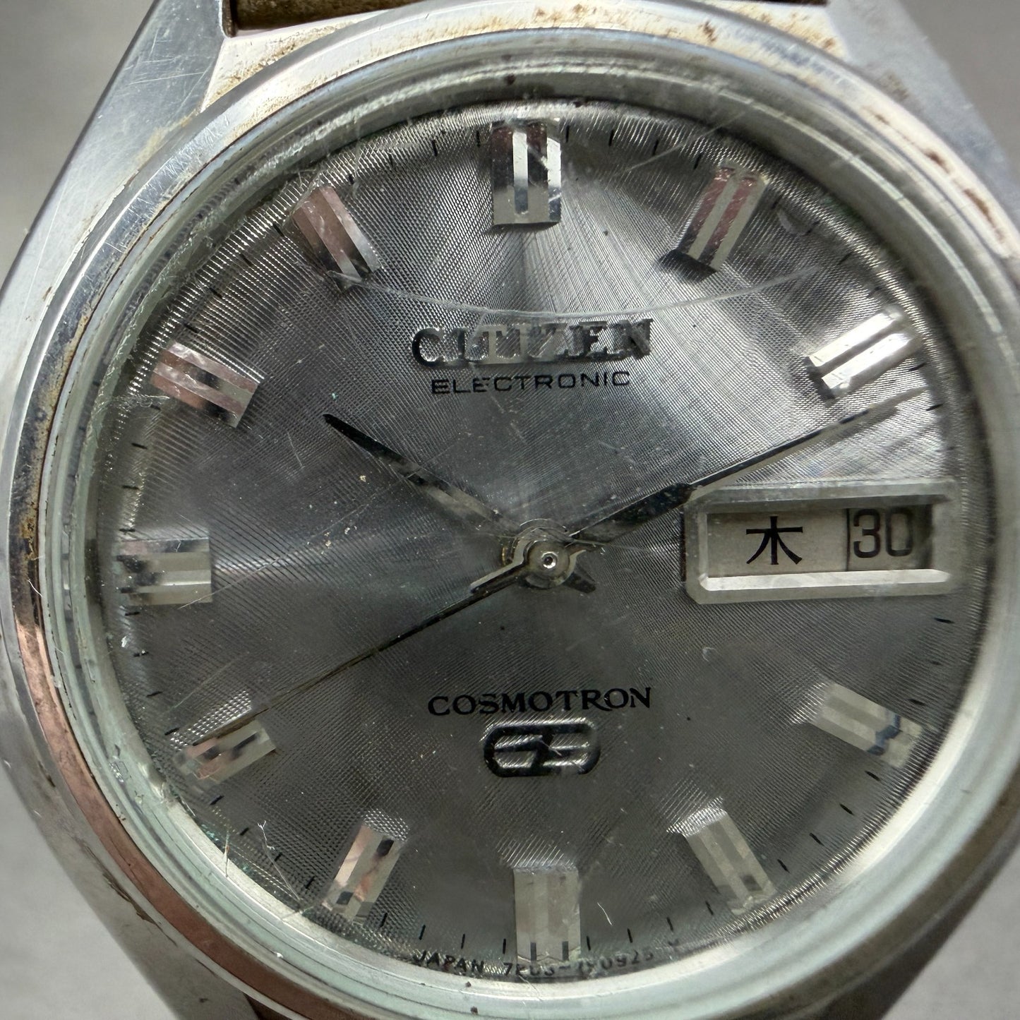 Citizen Cosmotron Watch Men 38mm Silver Dial Steel Daydate READ! 4-790138 NewBat1