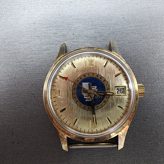 VTG Waltham Watch Men 34mm Champagne Dial Gold Tone Date Cal 661S PARTS0