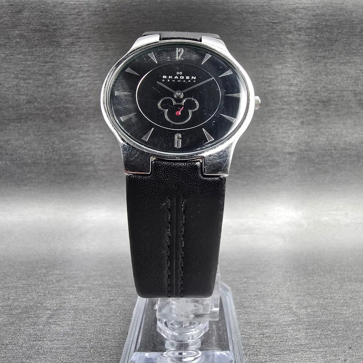 Skagen Mickey Mouse Watch Men 33mm Black Dial Silver Tone Round D433LSLB New Bat5