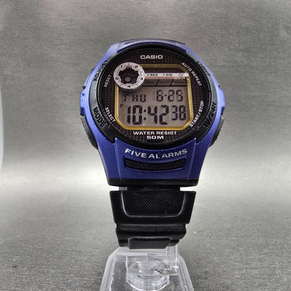 Casio W-213 Watch men 40mm Black Blue Alarm Chronograph Round New Battery5
