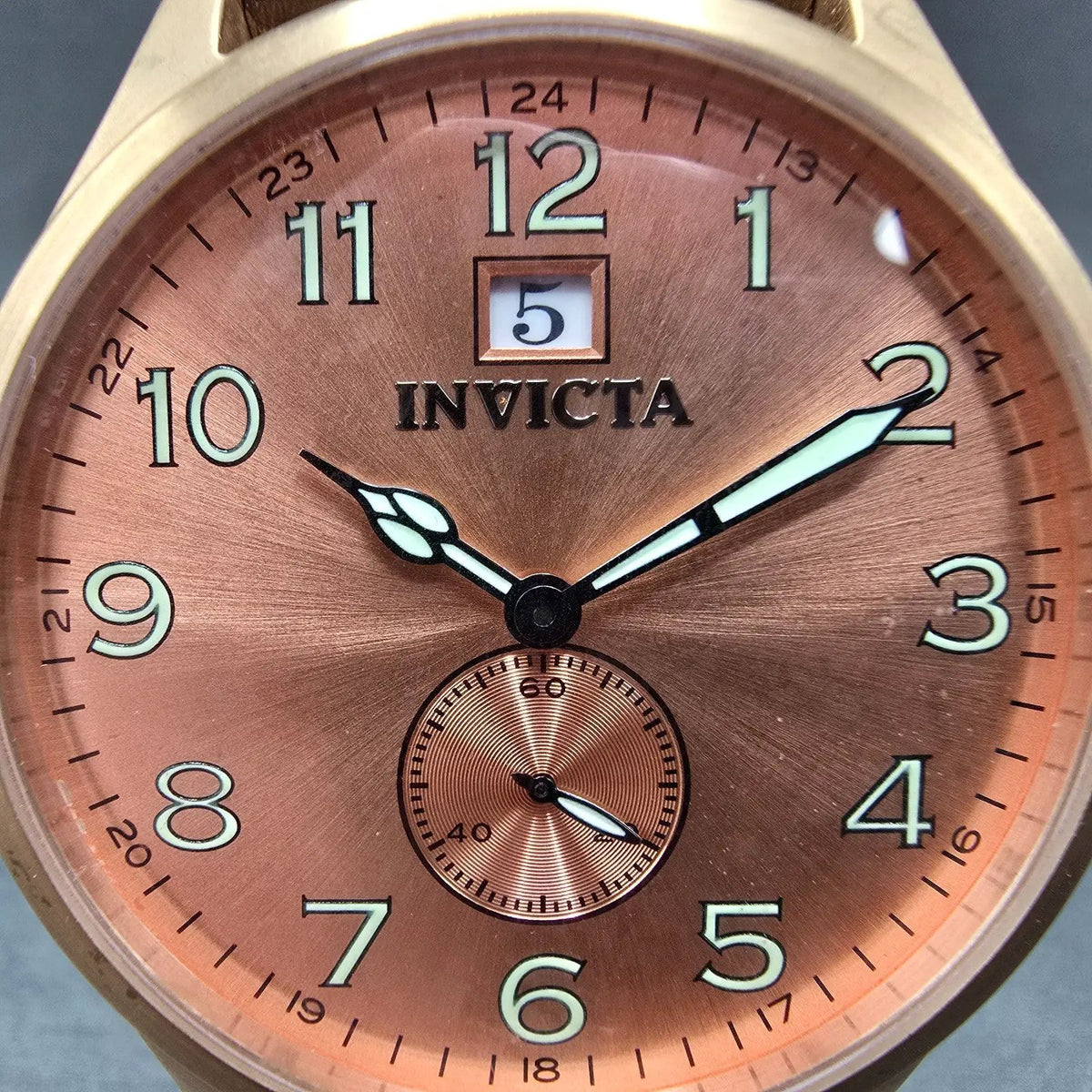 Invicta I Force Watch Men 44mm Rose Dial Rose Gold Tone Date Small Seconds 155151