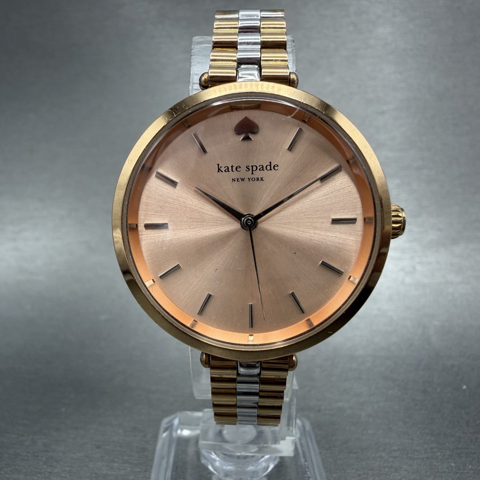 Kate Spade Holland Watch Women 34mm Rose Dial Two Tone Round New Battery0