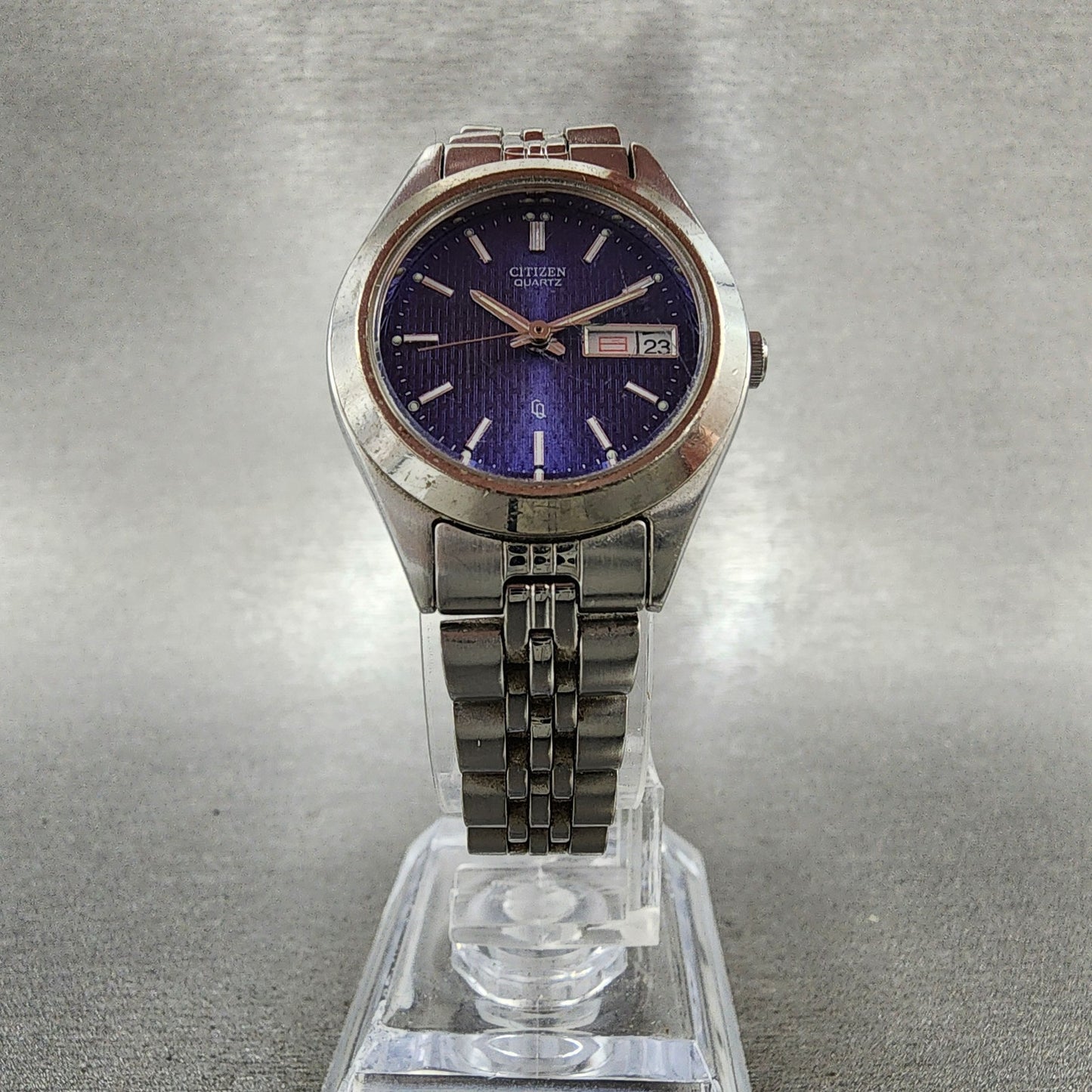 Citizen CQ Watch Women 26mm Blue Dial Silver Tone Daydate Round New Battery5