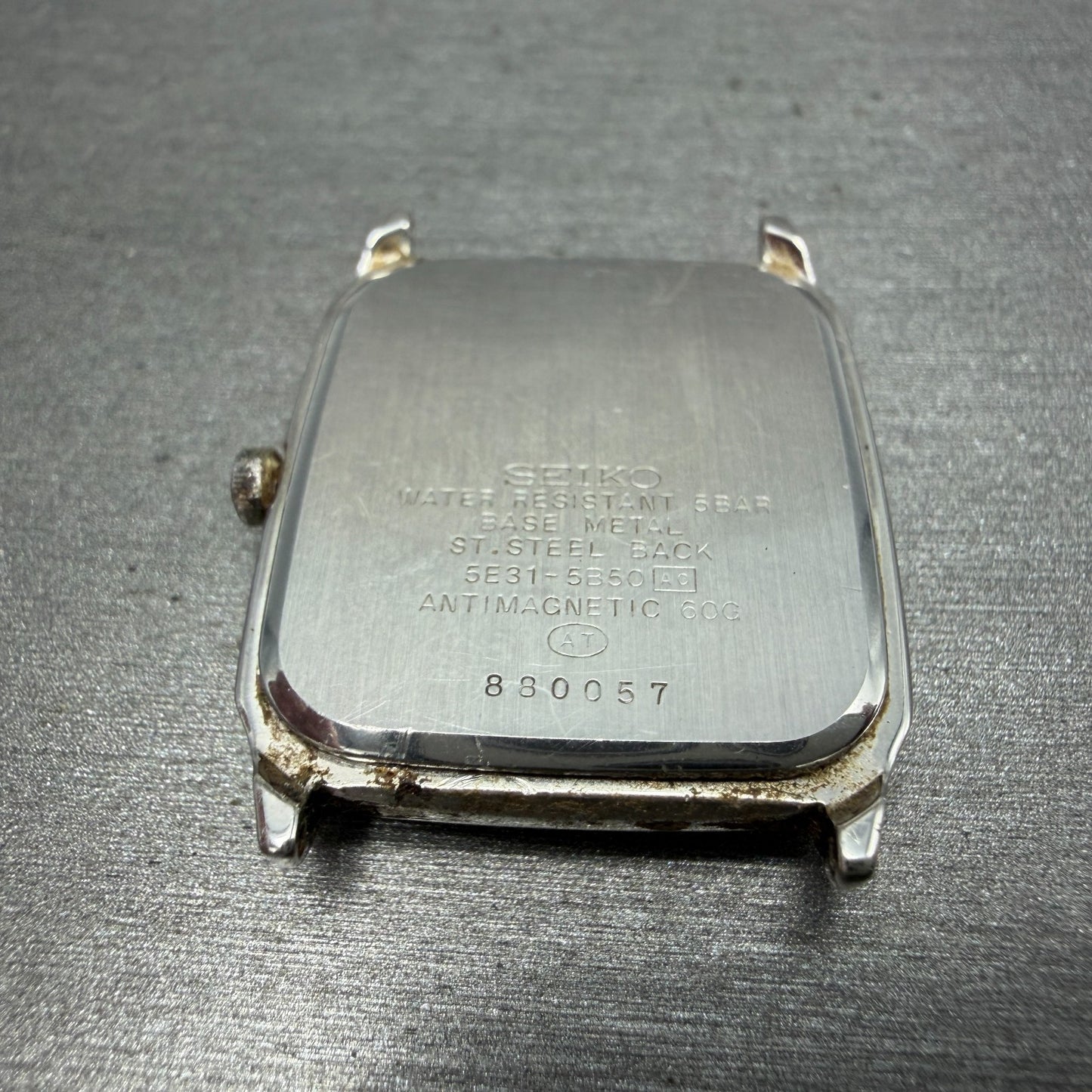 Seiko Spirit Tank Watch Men 27mm Silver Dial Silver Tone 5E31-5B50 PARTS10