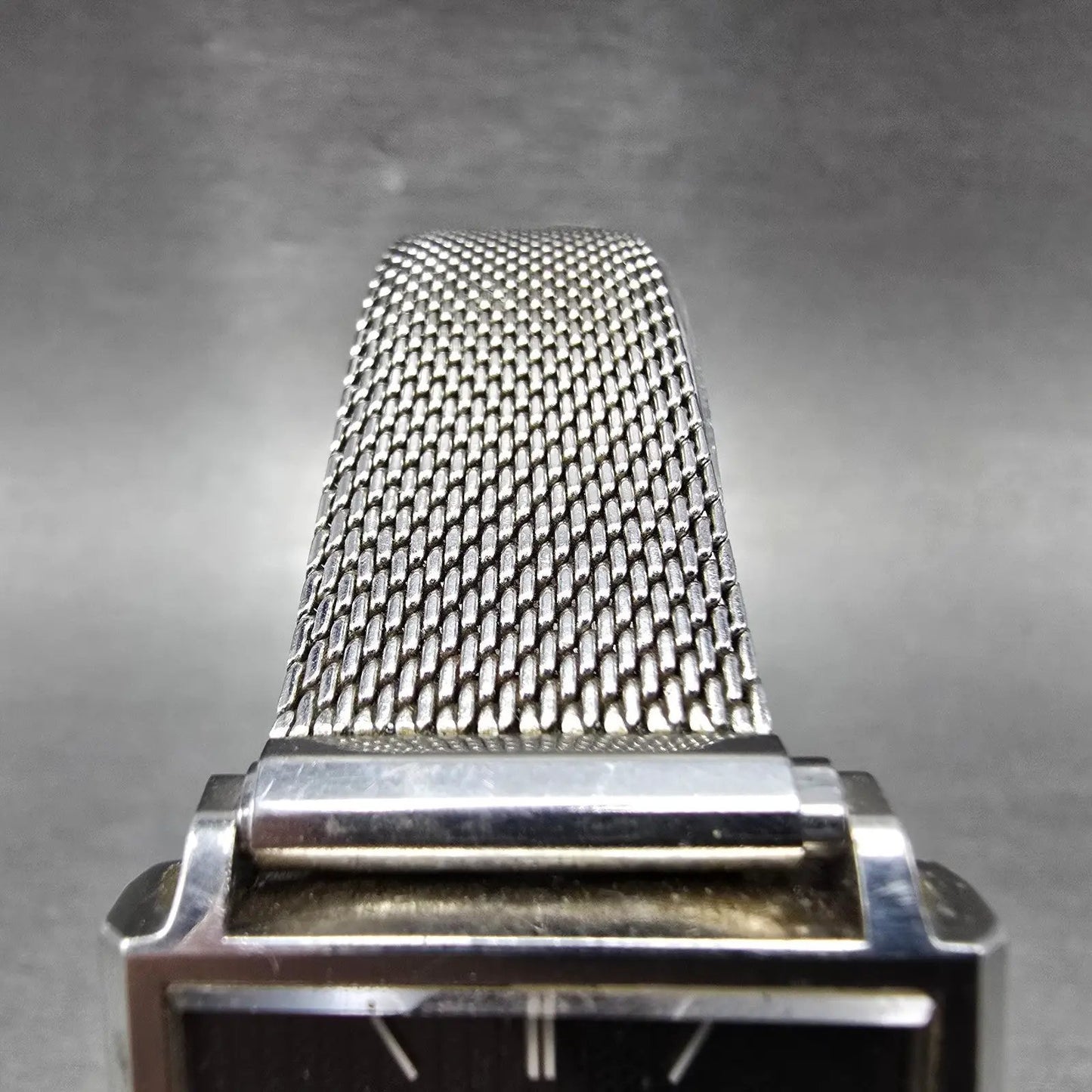 Seiko Watch Men 28mm Black Dial Silver Tone Rectangle 4110-5249 PARTS Vintage5