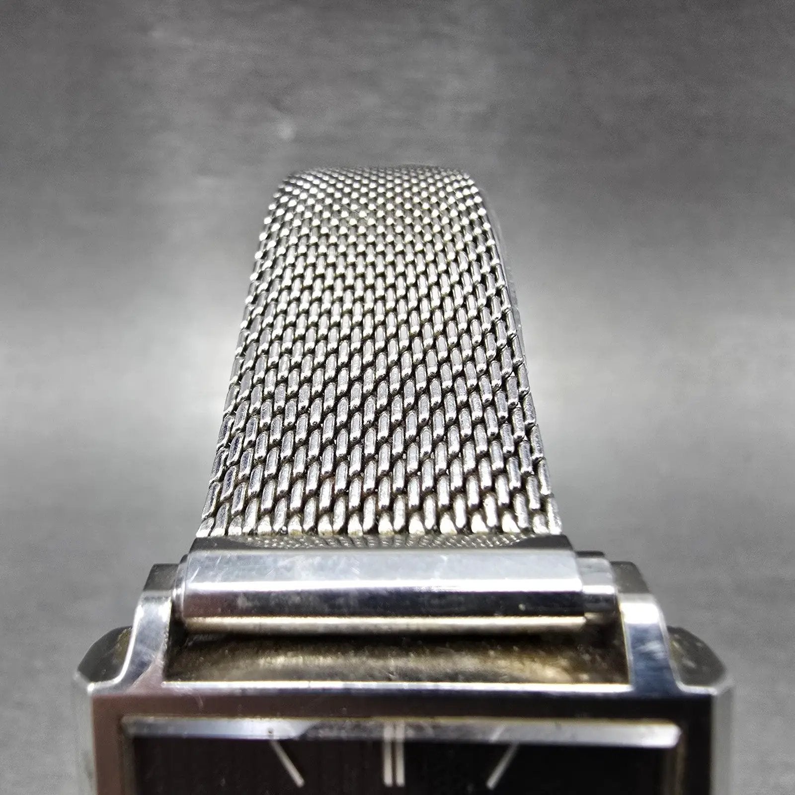 Seiko Watch Men 28mm Black Dial Silver Tone Rectangle 4110-5249 PARTS Vintage5