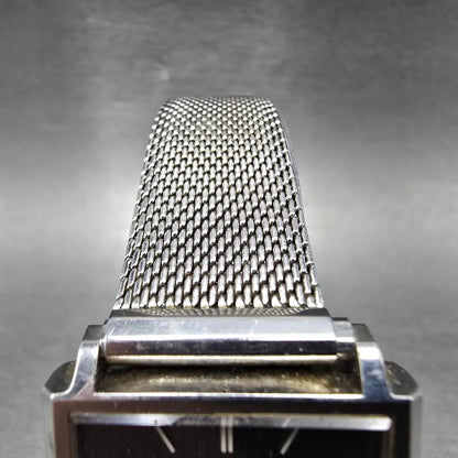 Seiko Watch Men 28mm Black Dial Silver Tone Rectangle 4110-5249 PARTS Vintage5