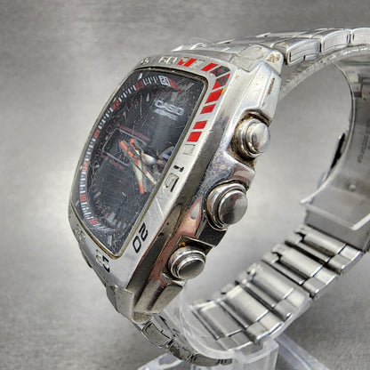Casio Edifice EFA-122 Watch Men 41mm Analog Digital Steel Rectangle New Battery