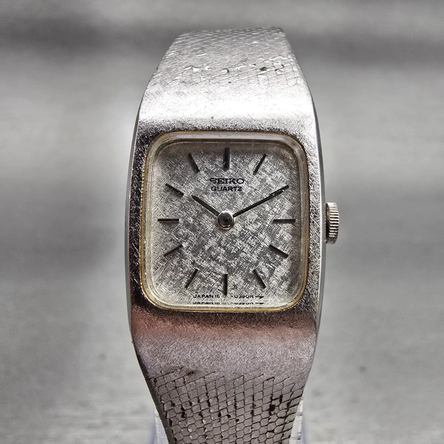 Seiko Watch Women 16mm Silver Dial Silver Tone Rectangle 16-3269 New Battery VTG0