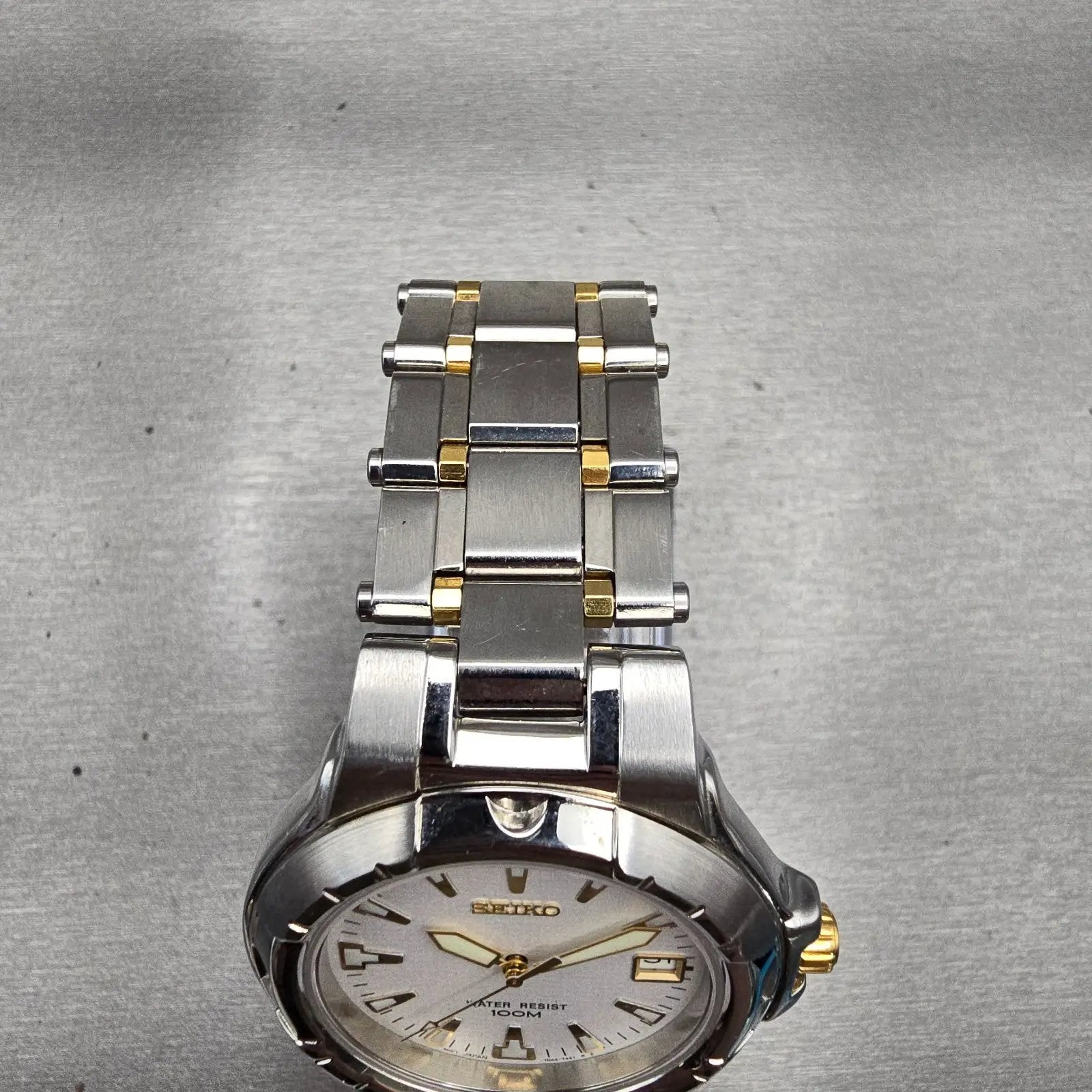 Seiko Watch Men 38mm Silver Dial Two Tone Date Round 7N42-7189 New Battery4