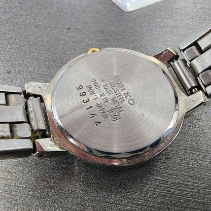 Seiko Watch Women 24mm White Dial Two Tone Round 1N001E19 New Battery9