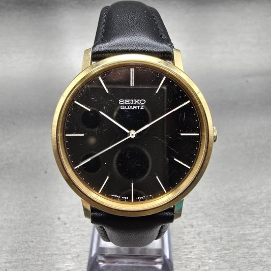 Seiko Watch Men 33mm Brown Dial Gold Tone Round 4100-9007 New Battery Vintage0