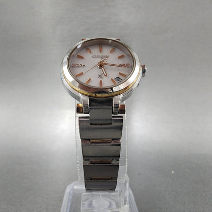 Citizen EcoDrive XC Watch Women 25mm White Dial Steel Date Round Atomic Works6