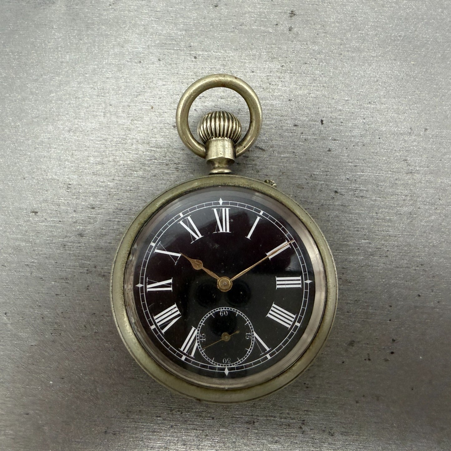 Longines Pocket Watch 49mm Black Dial Silver Case Round Manual Wind Runs VTG0